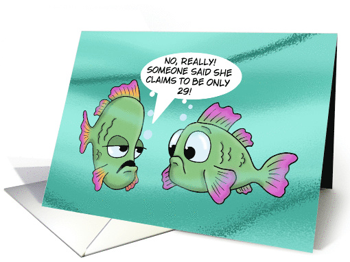 Funny Birthday Card For Her With Cartoon Fish Sounds Fishy To Me card