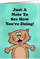 Funny Hello Card With Cartoon Cat Hope You’re Feline Fine card