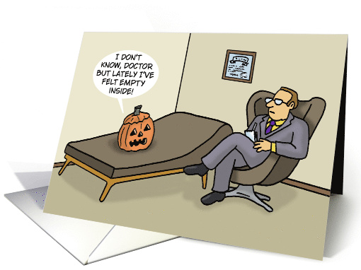 Funny Halloween With Jack o'Lantern On Psychologist Couch card