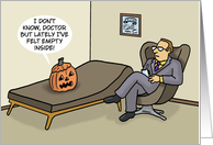 Funny Halloween With Jack o’Lantern On Psychologist Couch card
