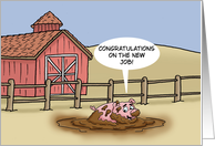 New Job Congratulations With Cartoon Pig In Mud Don’t Muck It Up card