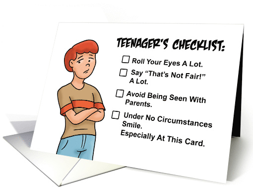 Funny Teen Birthday With Teenager's Checklist card (1877408)