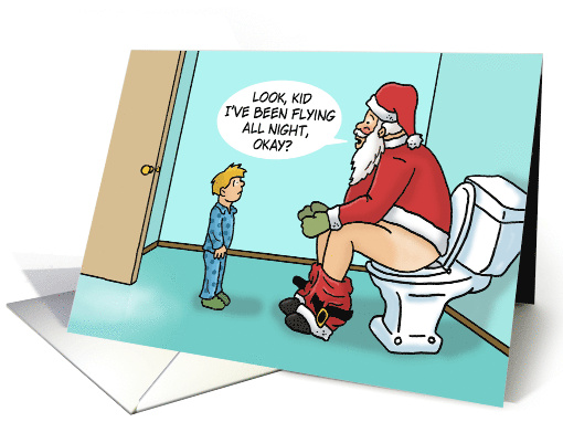 Funny Adult Christmas With Santa On The Toilet card (1877714)