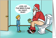 Funny Adult Christmas With Santa On The Toilet card