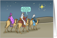 Humorous Christmas With Three Wisemen On Cell Phone card
