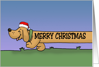 Cute Christmas With Cartoon Dachshund Wearing Santa Hat card