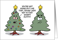 Funny Christmas With Father And Daughter Christmas Trees card