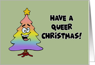 Humorous Gay Christmas Have A Queer Christmas With Rainbow Tree card