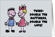 Humorous Twin Birthday Double The Happiness Double The Love card
