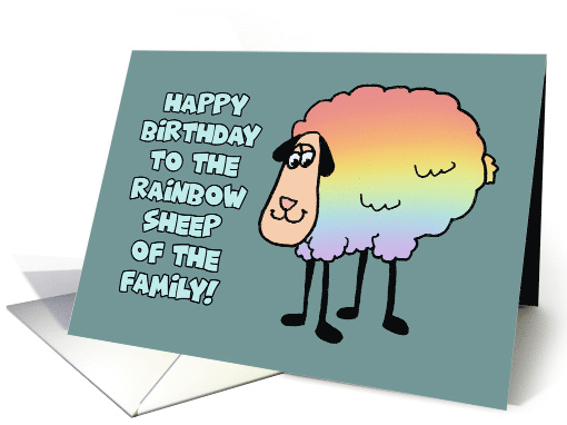 Humorous Gay Birthday To The Rainbow Sheep Of The Family card