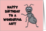 Humorous Birthday For An Aunt To A Wonderful Ant With Cartoon Ant card