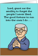 Getting Older Birthday Card With Elderly Cartoon Man Praying card