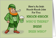 Humorous St Patrick’s Day Knock Knock Joke card