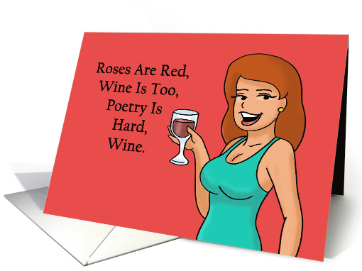Galentine's Day With Cartoon Woman With Glass Of Wine card (1899244)