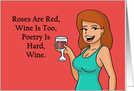 Galentine’s Day With Cartoon Woman With Glass Of Wine card
