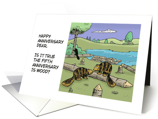 Funny Spouse Fifth Anniversary With Cartoon Beavers 5th... (1901598)