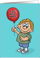 Cute Get Well With Cartoon Boy Holding A Balloon card