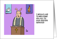 Funny Easter With Cartoon Minister Wearing Bunny Ears card