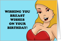 Adult Birthday For A Man Wishing You Breast Wishes On Your Birthday card