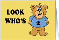 Humorous Second Birthday Card For A Boy With Cartoon Bear card