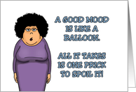 Humorous Blank Card A Good Mood Is Like A Balloon card