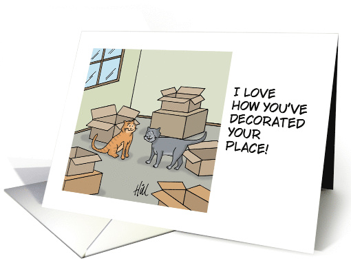Humorous Blank Card With Cats And Boxes card (1922586)