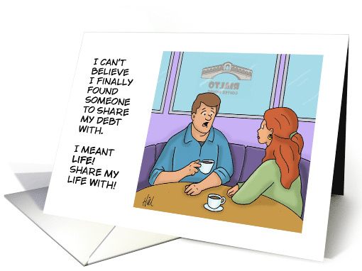 Humorous Blank Inside With Couple In A Coffeehouse card (1945316)