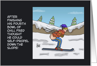 Humorous Blank Inside With Man On Skis Trying To Propel Himself card