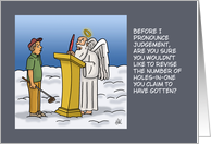Humorous Golf Themed Birthday Meeting Saint Peter In Heaven card
