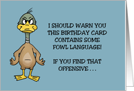 Humorous Adult Birthday Contains Some Fowl Language card