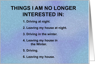 Humorous Hello Card Things I'm No Longer Interested In