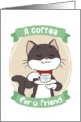 Let’s Do Coffee Cute Cartoon Cat Invites a Friend card
