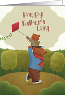 Father and son bears playing together in a forest on Father’s Day card