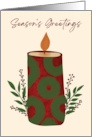 Season’s Greetings Candle with Botanicals in Traditional Christmas Col card