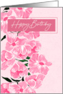 Happy Birthday Elegant Pink Gouache Flowers on Textured Background card