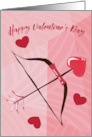 Valentine’s Day Painterly Cupid Bow and Arrow and Hearts card