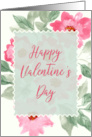Happy Valentines Day Postage with Watercolor Pink Floral Background card