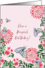 Have a Magical Birthday Card with Moths in a Flower Garden card