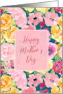 Happy Mothers Day Watercolor Pink and Yellow Flowers card