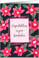 Congratulations on Your Graduation Bright Pink Painterly Flowers card