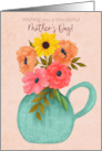 Wishing You a Wonderful Mothers Day Flower Bouquet in Teal Vase card