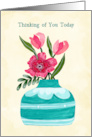 Bright Tulips and Ranunculus Flowers Thinking of You Today Card