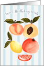 Watercolor Peaches Lemon Orange Sweet Birthday Wish card