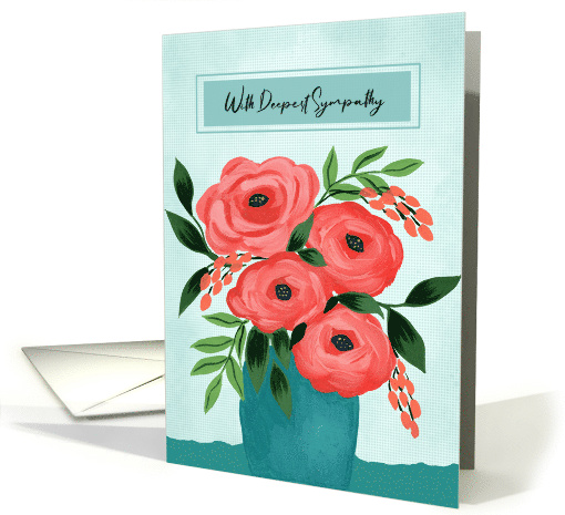 Deepest Sympathy Red Roses on Teal Vase card (1890910)