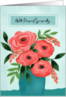 Deepest Sympathy Red Roses on Teal Vase card