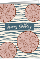 Happy Birthday Sand Dollars and Waves Beach Themed card