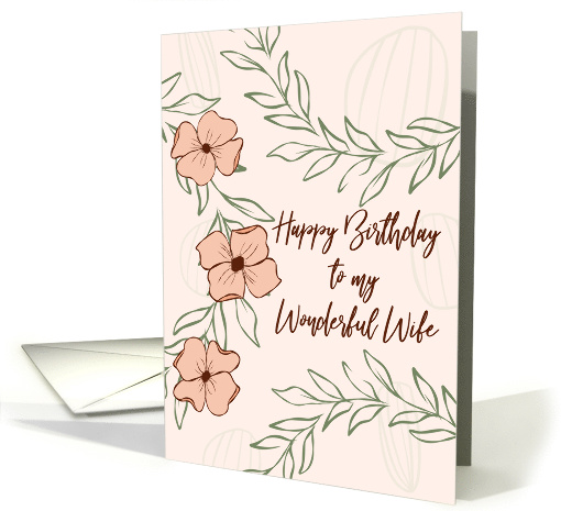 Happy Birthday Wife Minimalist Peach Orange Flowers card (1915152)