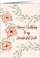 Happy Birthday Wife Minimalist Peach Orange Flowers card