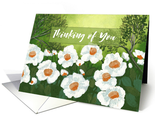 Thinking of You Painterly White Flowers Meadow card (1922774)