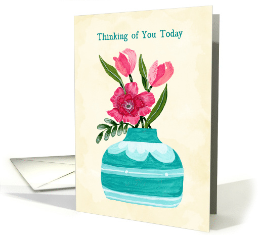 Bright Tulips and Ranunculus Flowers Thinking of You Today card